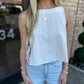 Heartland Side Tie Sleeveless Top- Cream