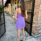 Emry Eyelet Stripe Mini Dress- Purple