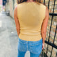 Ross Ribbed Tank- Tan/Gold