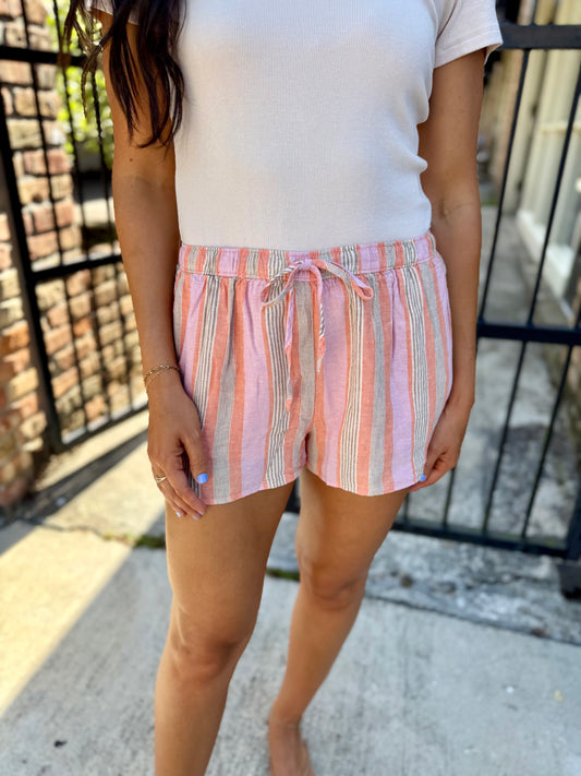 Z Supply Perfect Stripe Short- Tiger Lily