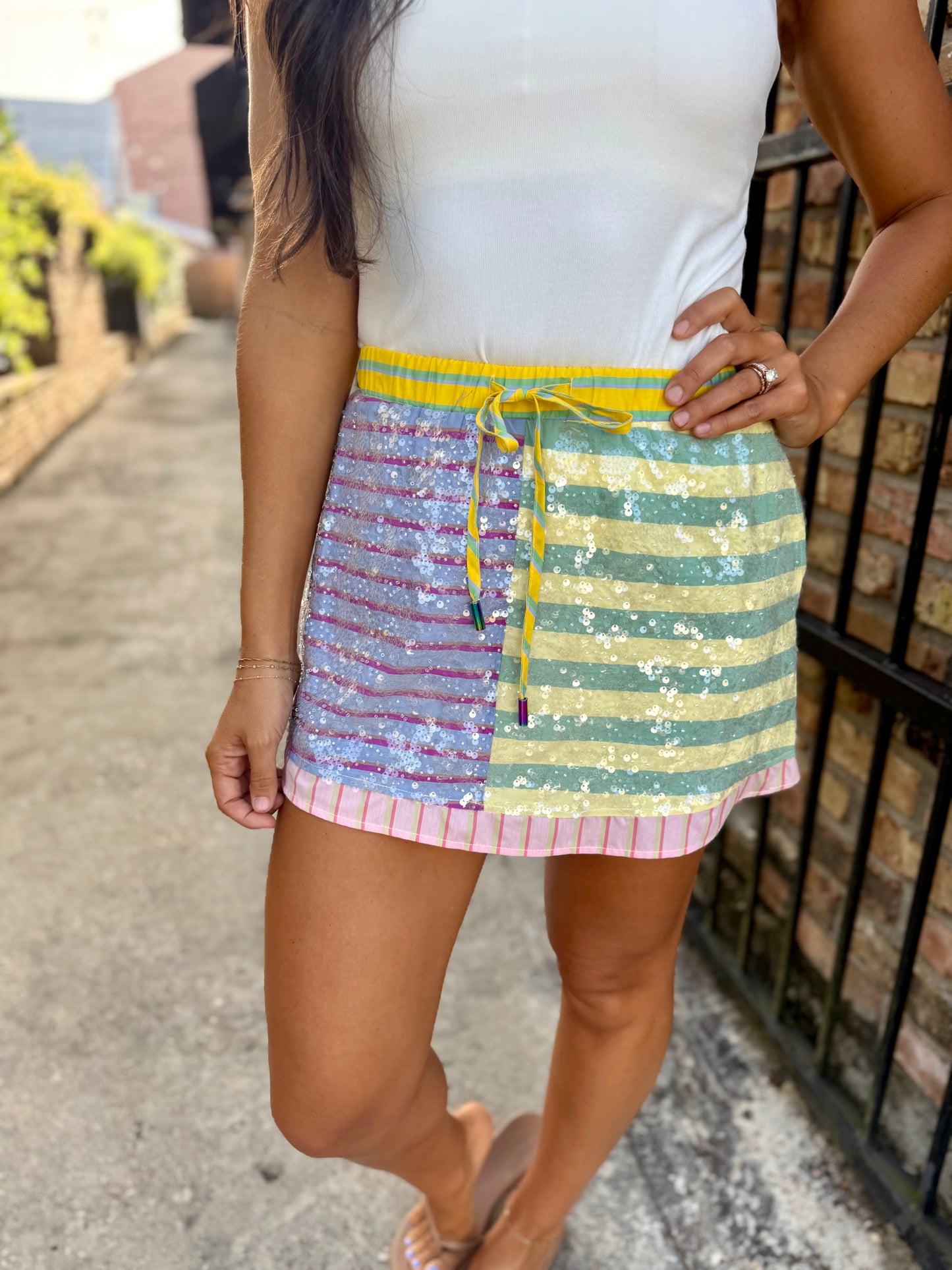 Queen Colorblock Stripe Skort
