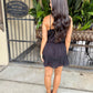 Eyelet Linen Mini Dress- Black