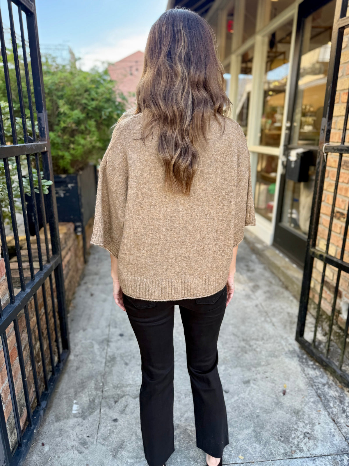 Fallow Flared Sweater Top- Camel