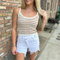 Clarkson Crochet Tank Top- Tan/White