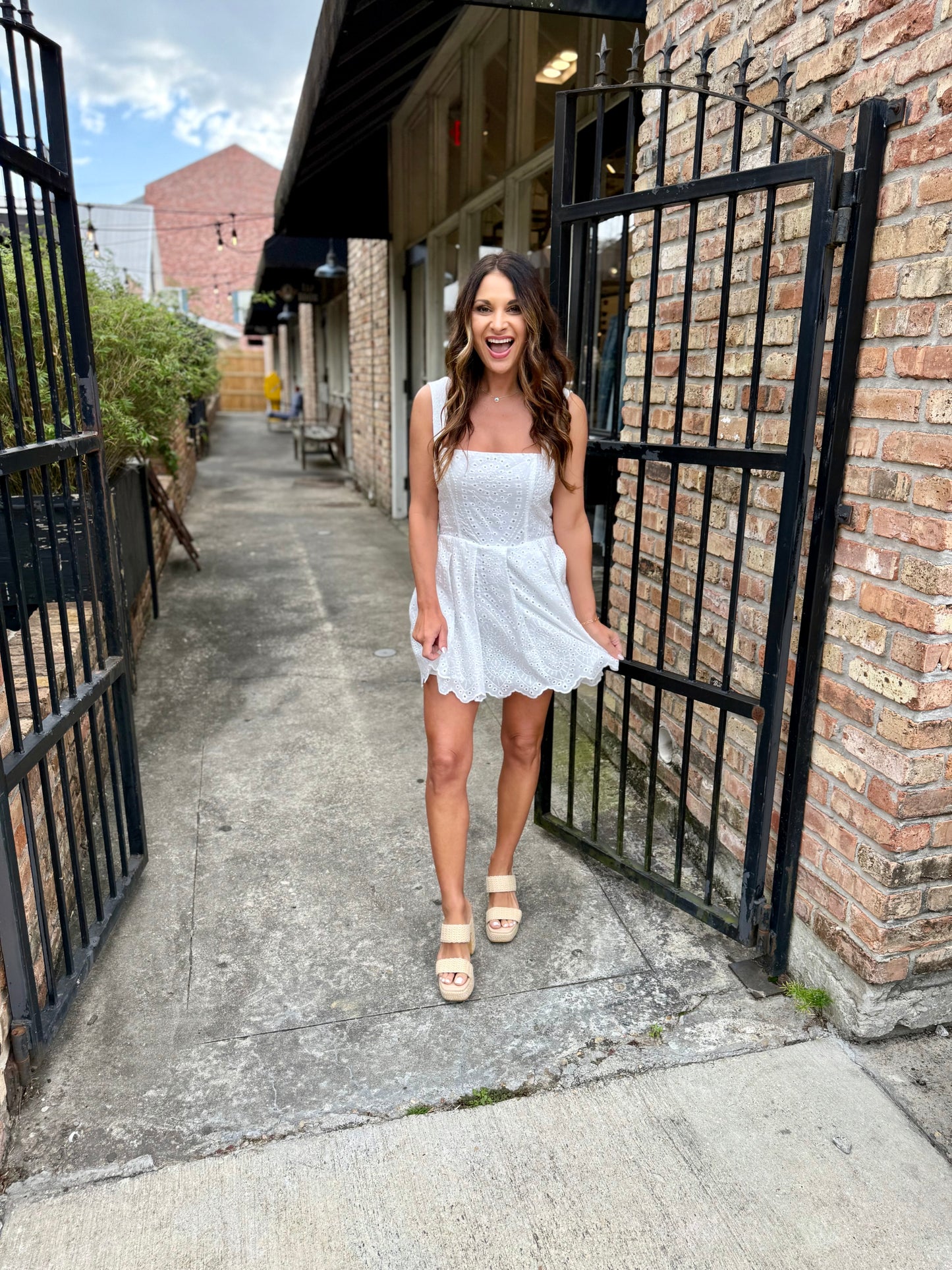 Kylie Romper- White Eyelet