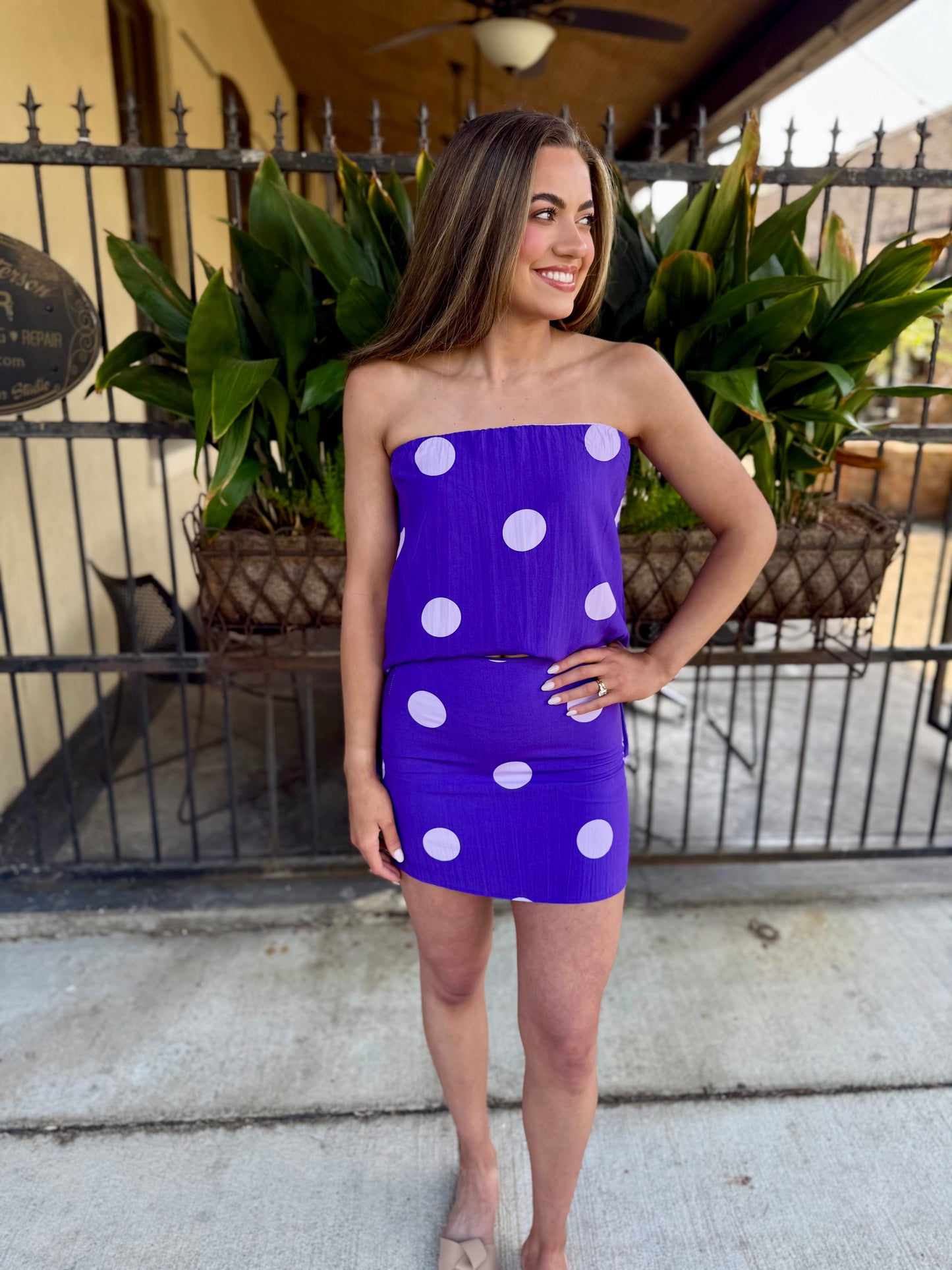 Lane Polka Dot Skirt- Purple
