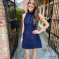 Darcy Mini Dress- Navy Tweed