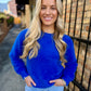 Fuzz Eyelash Sweater- Cobalt
