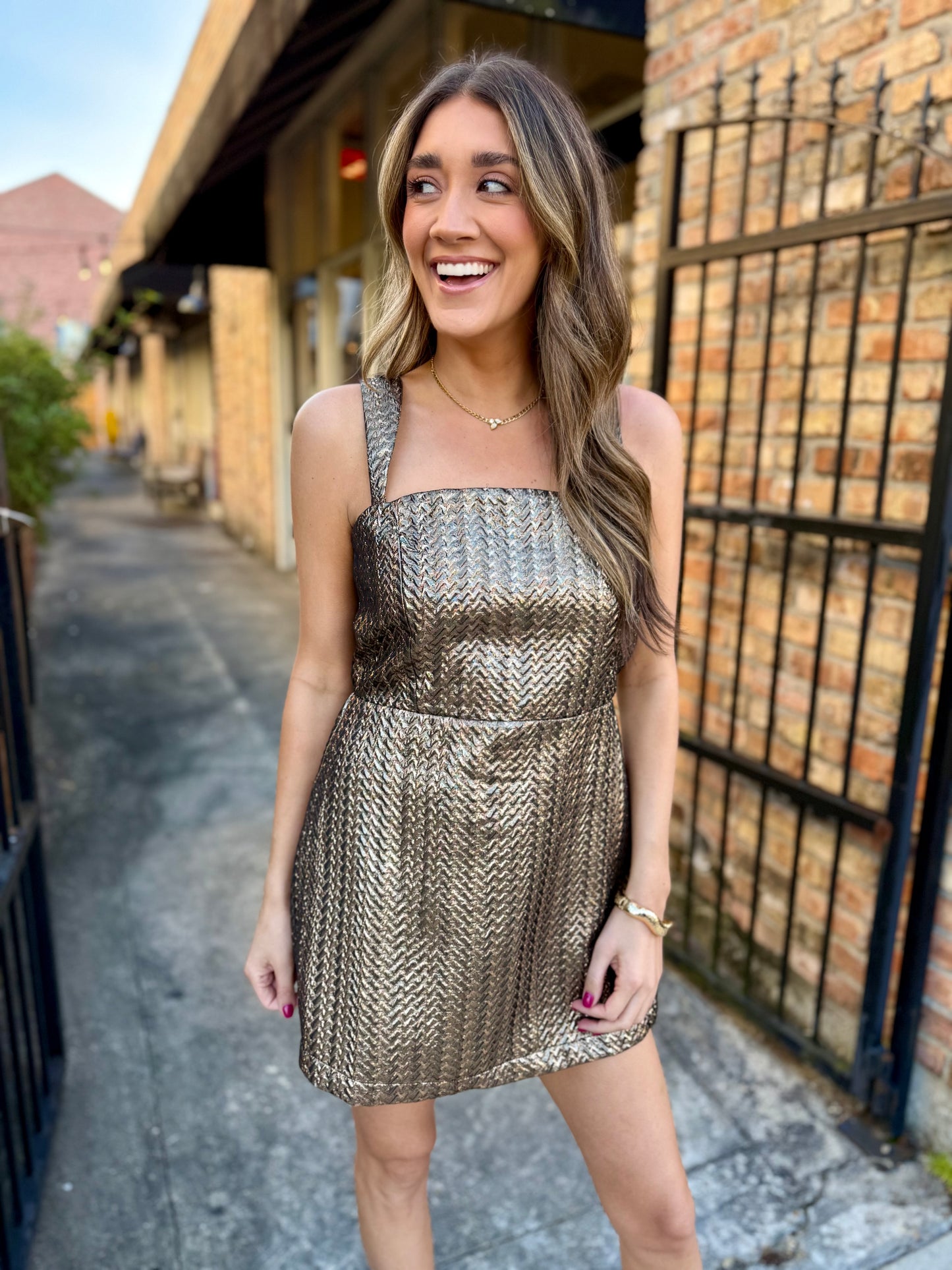 Well Romper- Gold Jacquard