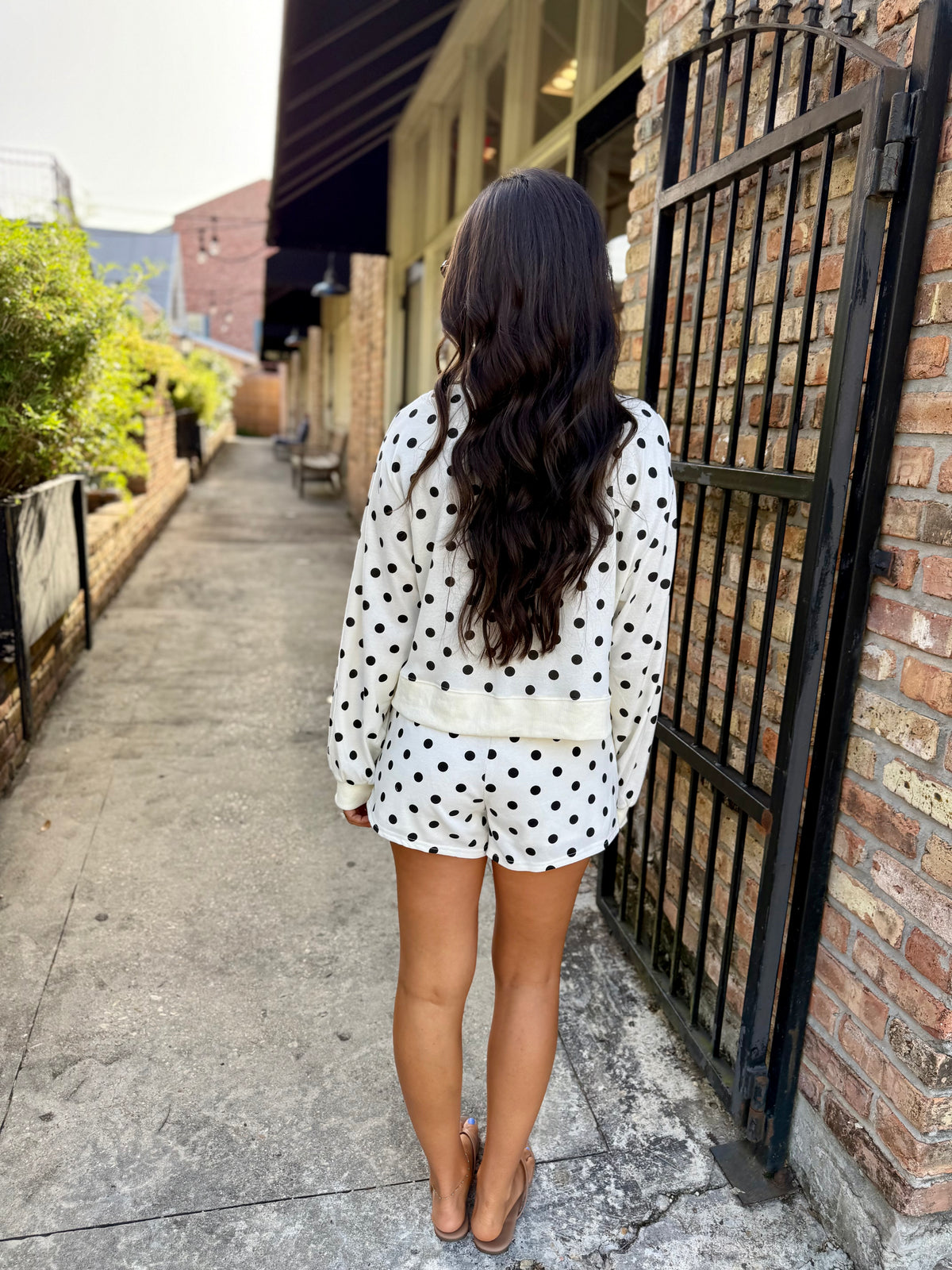 Polka Dot Mock Sweatshirt Top