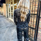 Semi Transparent Floral Top-Black