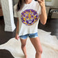 LSU Mascot Sequin Flower Tee- White