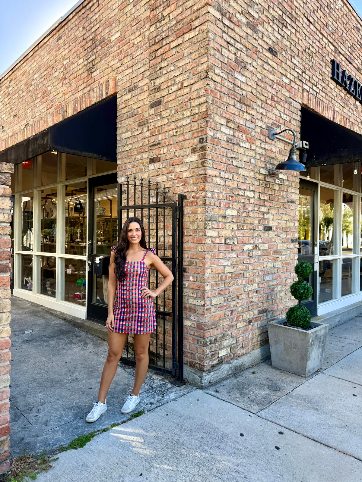 Multi Check Strap Mini Dress- Multi