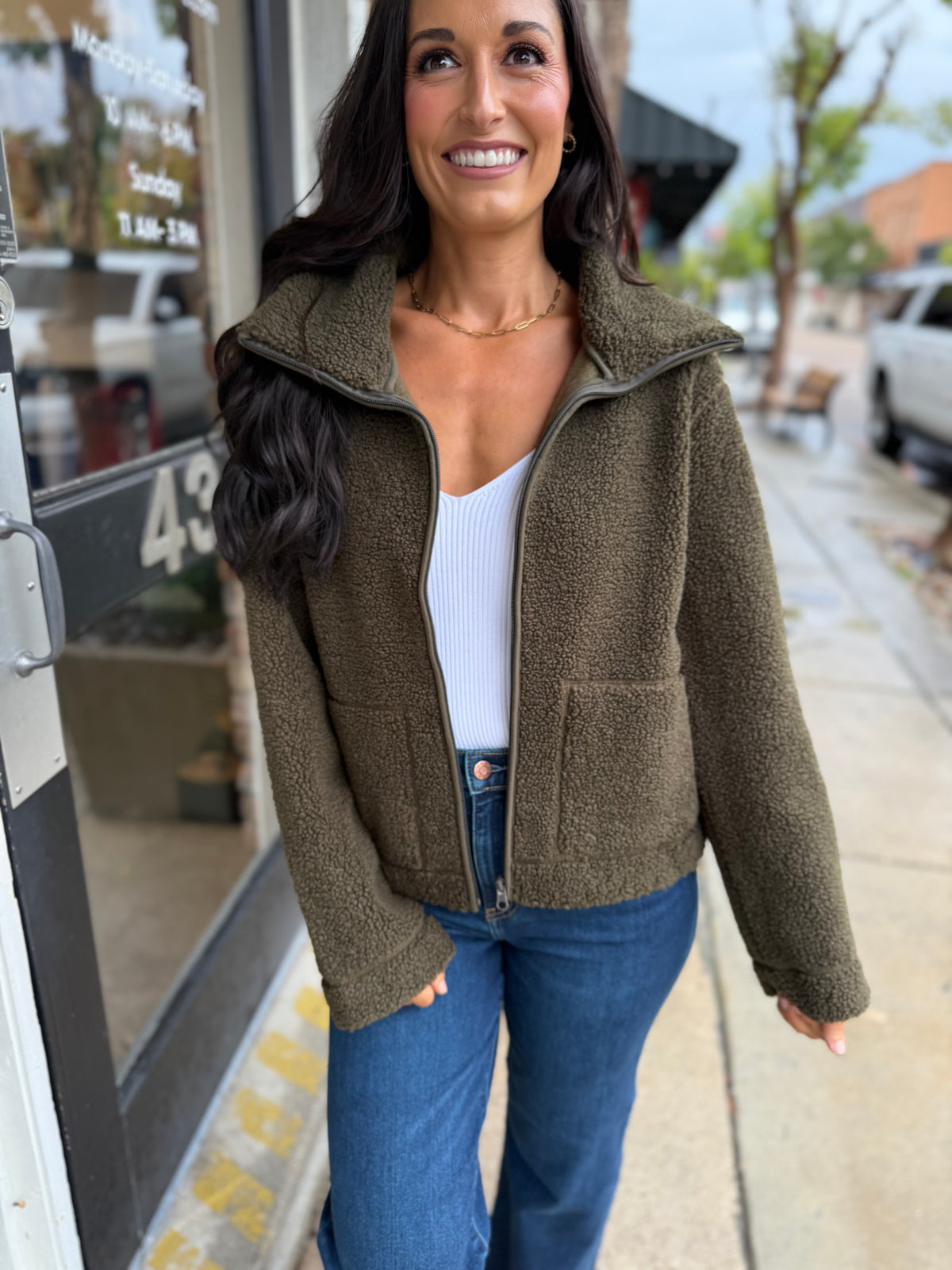 Dena Faux Shearling Zip Up