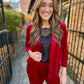 Ashley Velvet Blazer-Red