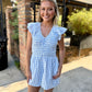 Starlet Gingham Romper- Sky Blue