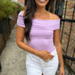 Leslie Off Shoulder Top- Lavender