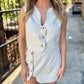 Wavy Cutout Mini Skort- Linen