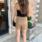 Take Care Skort- Tan Microsuede