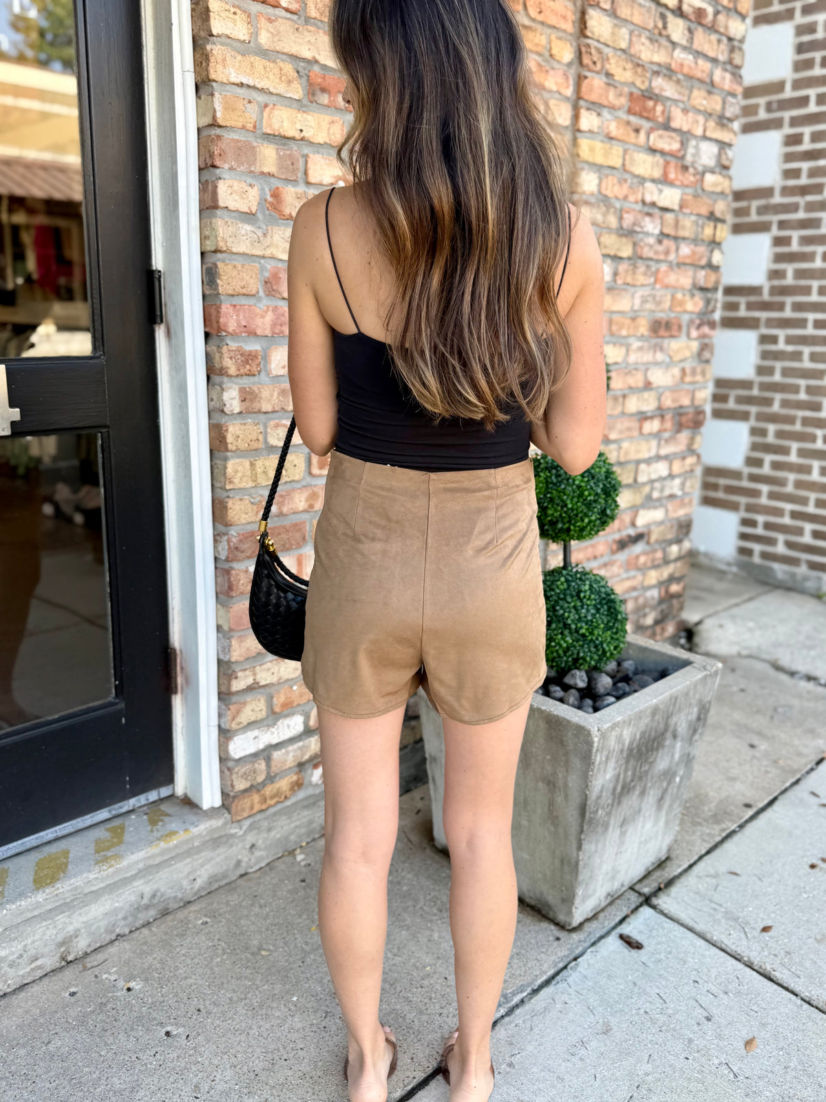 Take Care Skort- Tan Microsuede