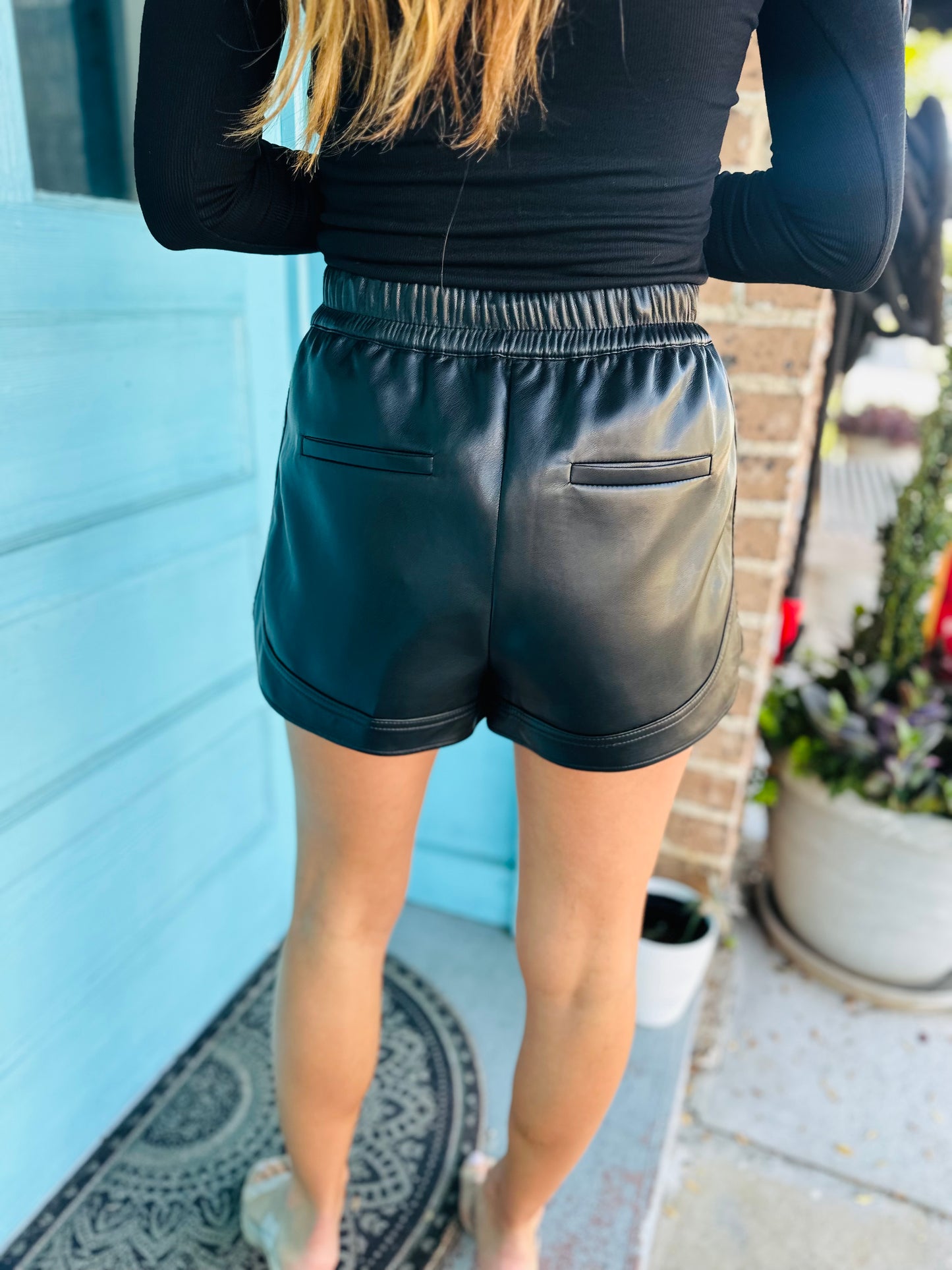 Gina Faux Leather Shorts- Black