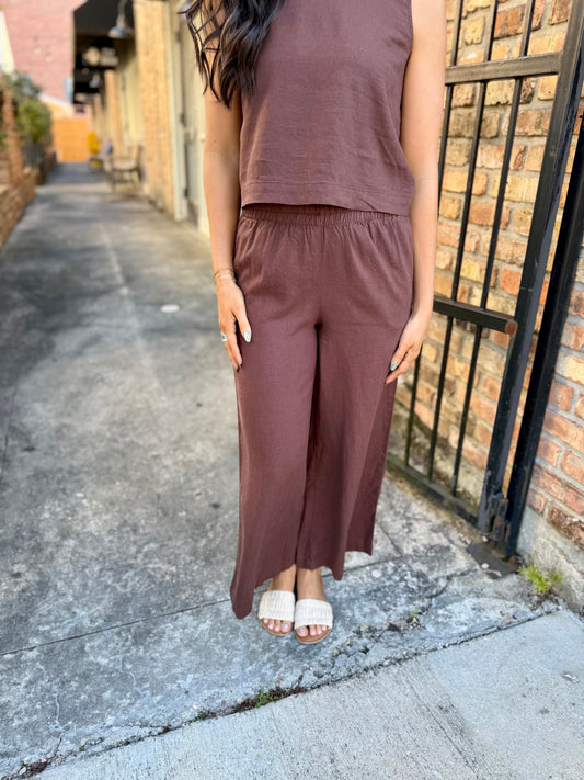 Z Supply Scout Linen Pant- Chocolate Cherry