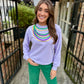 Mardi Gras Bead Sweatshirt- Lavender