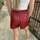 Skye Leather Shorts- Red