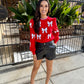 White Bow Sweatshirt- Red