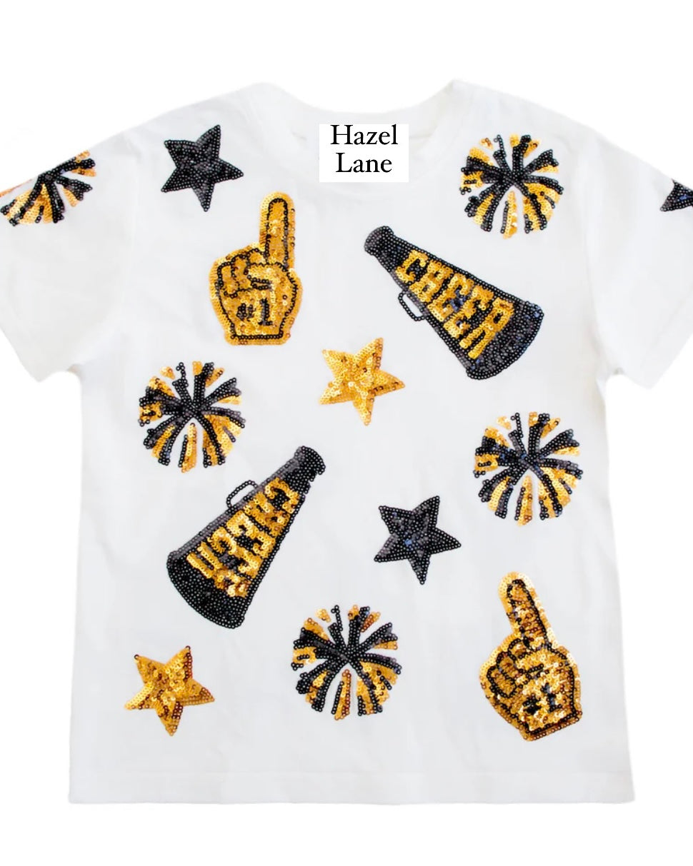 Cheer Top- Black/Gold