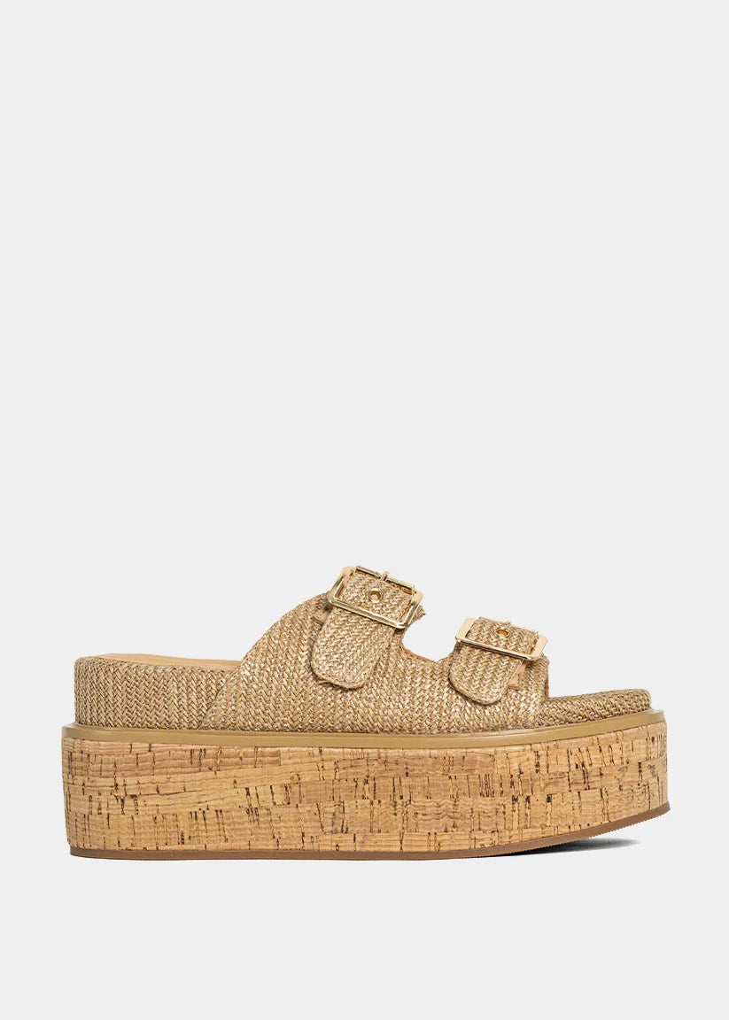 Lucinda Flatform Sandal- Natural Woven