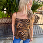 Tiger Cami Panel Tank- Brown/Black