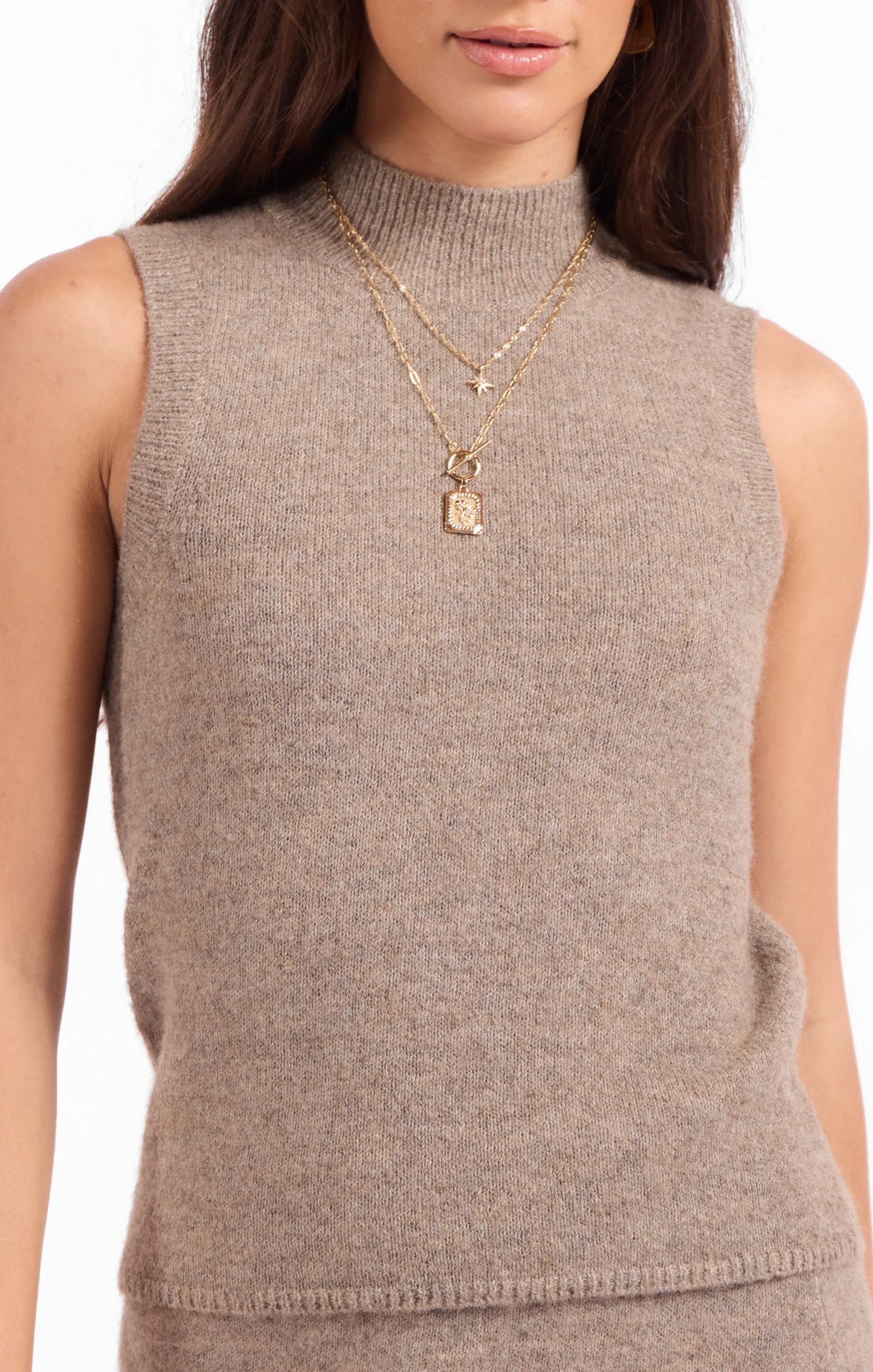 Brianna Sweater Tank- Taupe