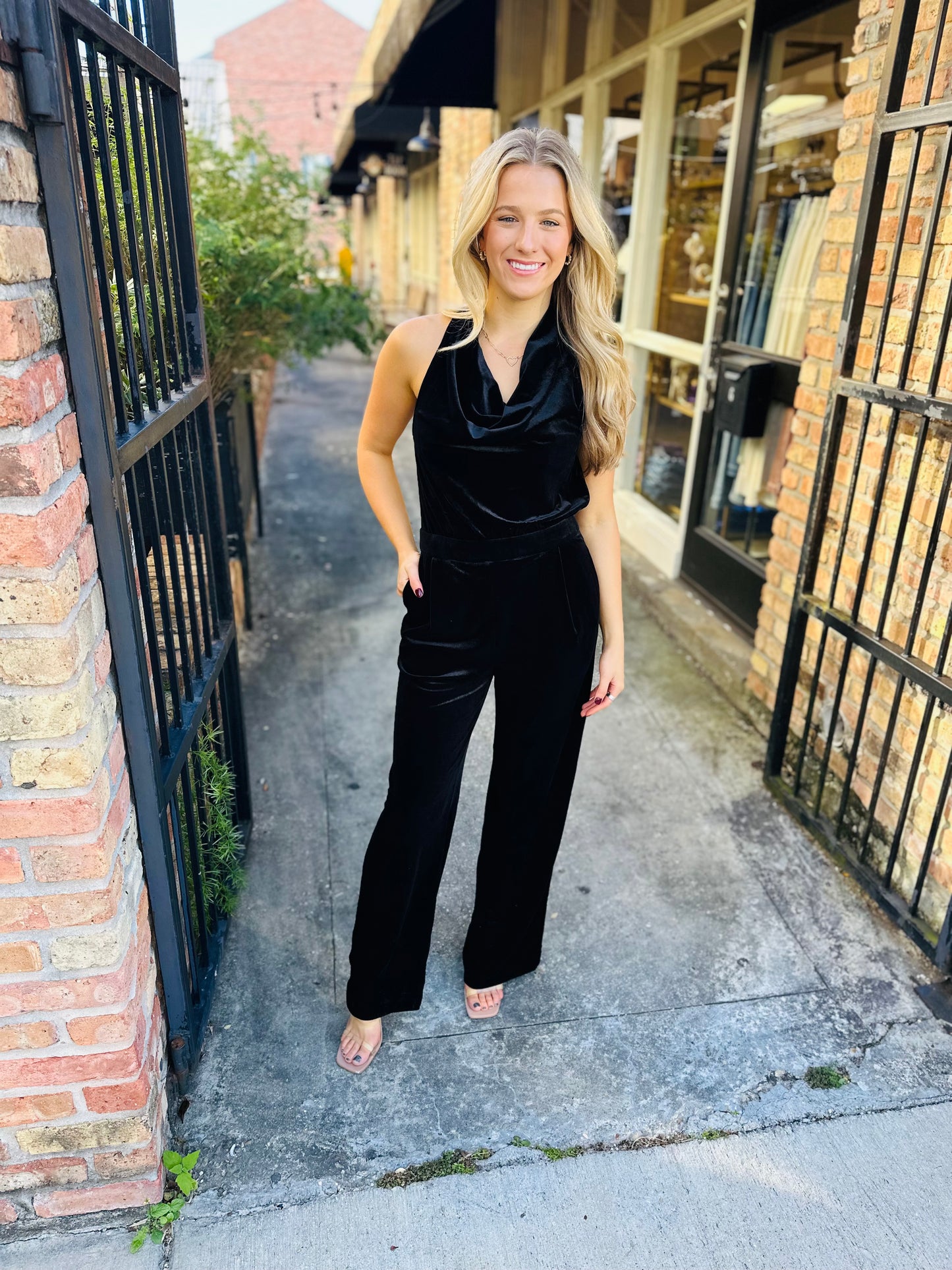 Belinda Velvet Jumpsuit- Black