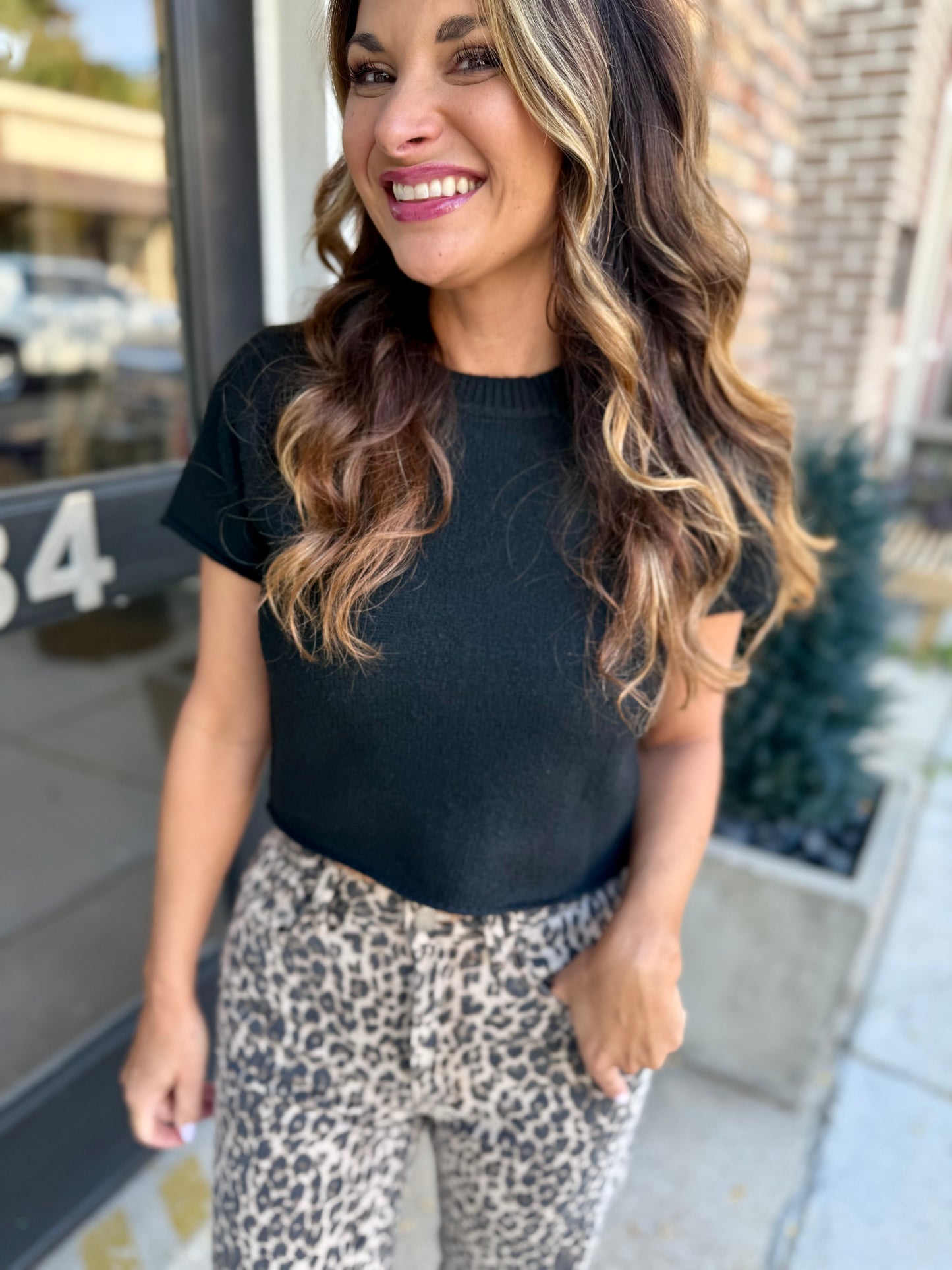 Jessie Crop Sweater- Black