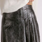 Pleated Faux Leather Mini Skirt- Black