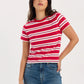 Zuma Stripe Crew Tee- Red
