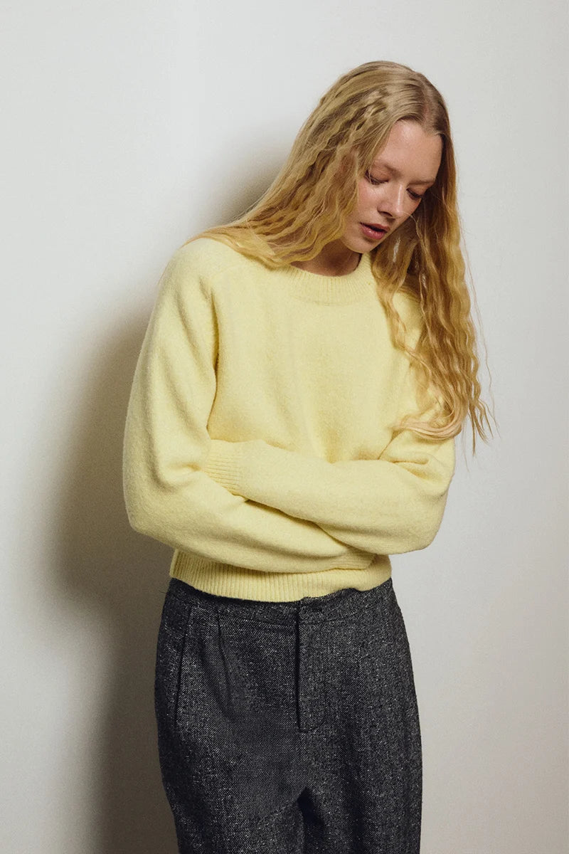 Raya Ribbed Crop Sweater- Yellow