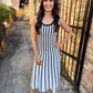 Vertical Stripe Maxi Dress- Black & White