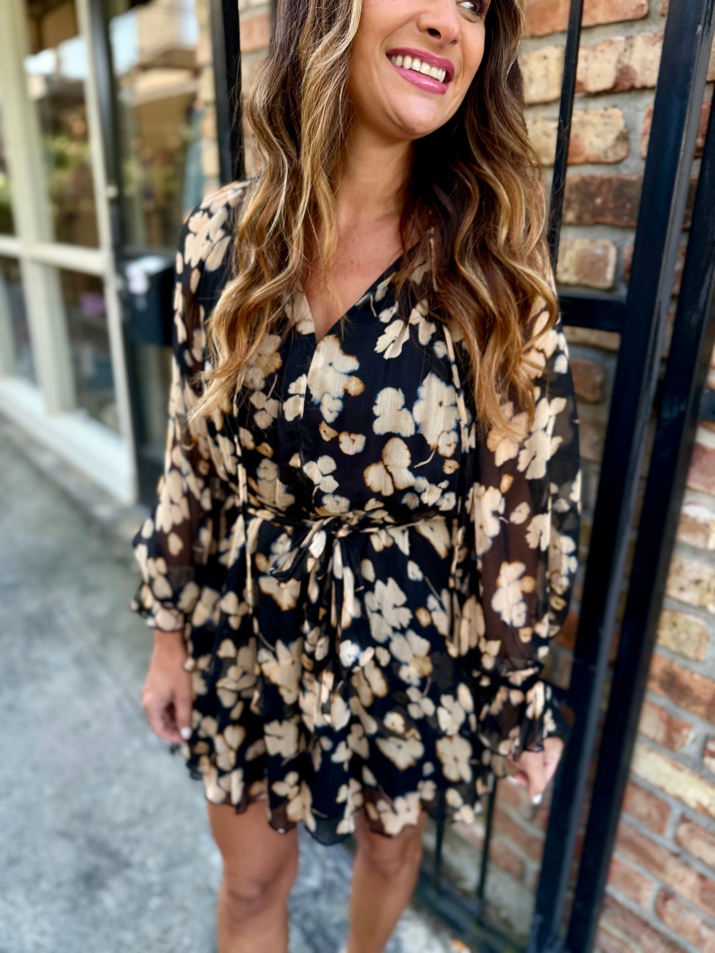 Santino Mini Dress- Black/Beige