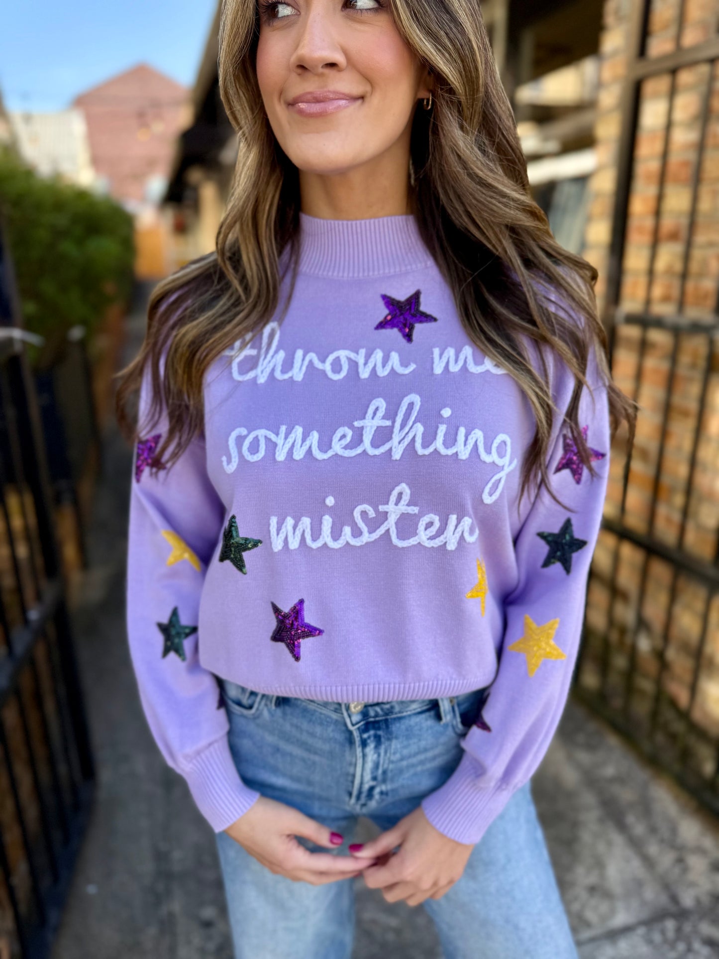 Throw Me Something Mock Neck Sweater