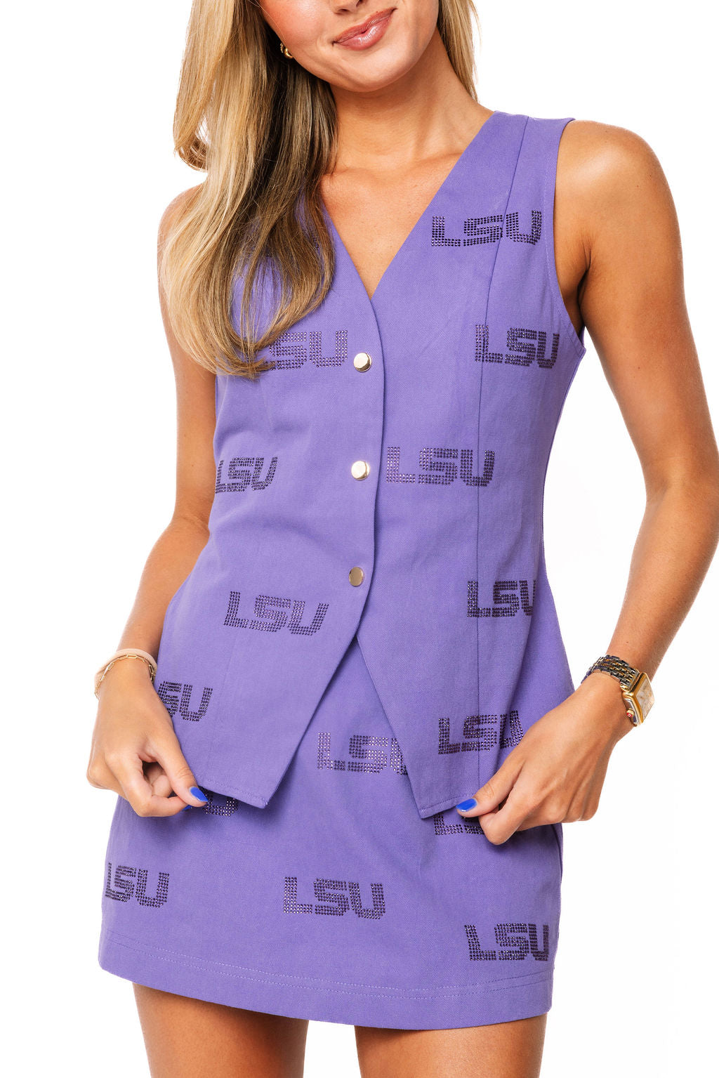 Queen LSU Tonal Rhinestone Skirt