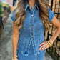 Cody Denim Button Top- Blue