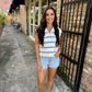 Collared Striped Polo Vest- Baby Blue
