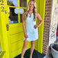 Wavy Cutout Tweed Dress- Lt Blue