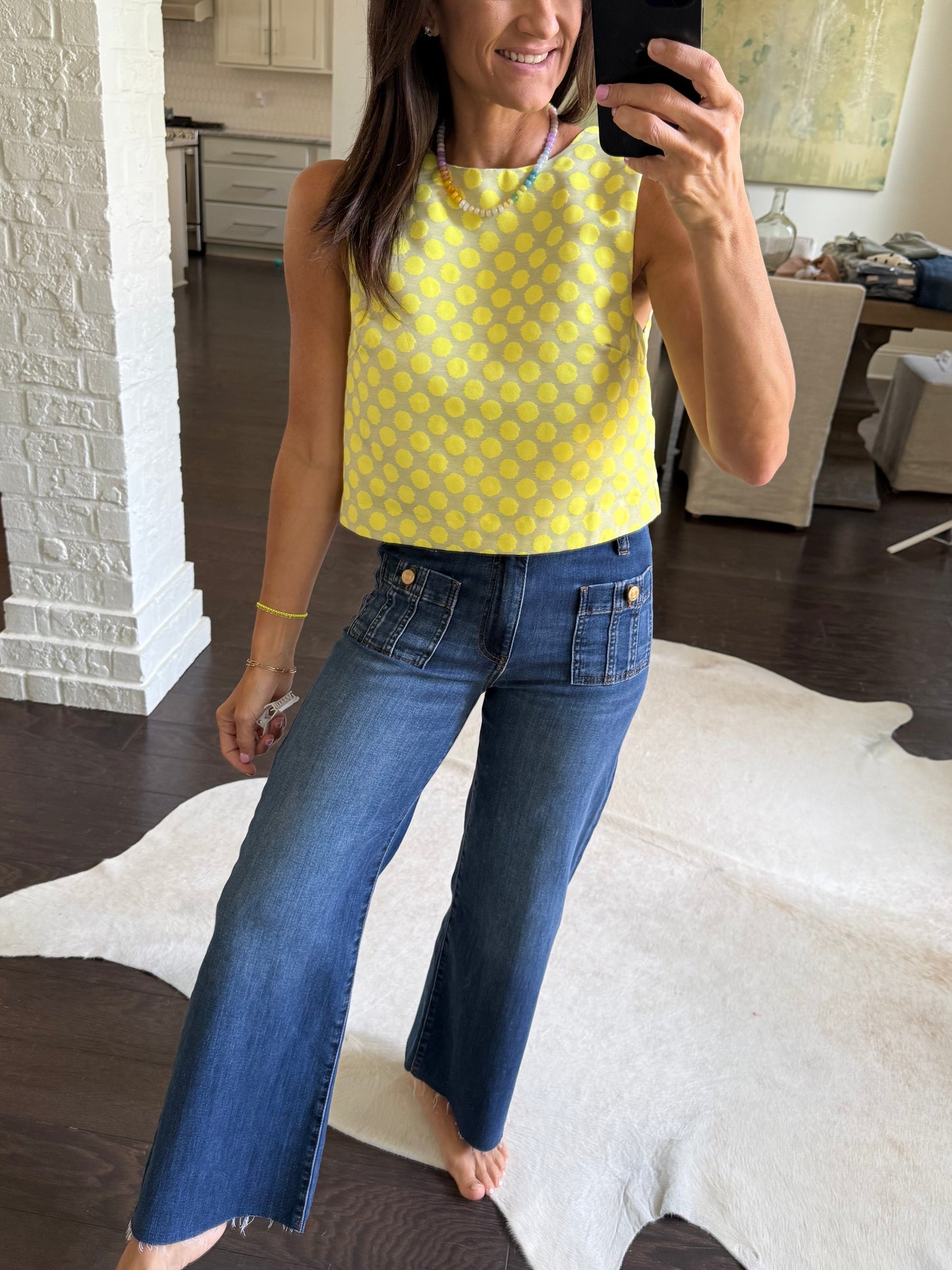 Dotty Polka Dot Top-Lemon