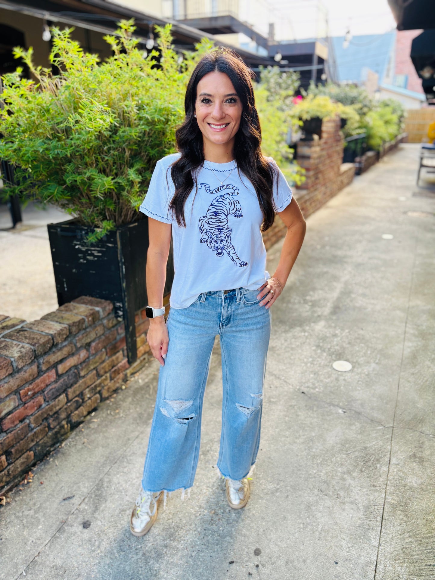 Surf Rider HR Distressed Wide Leg Denim