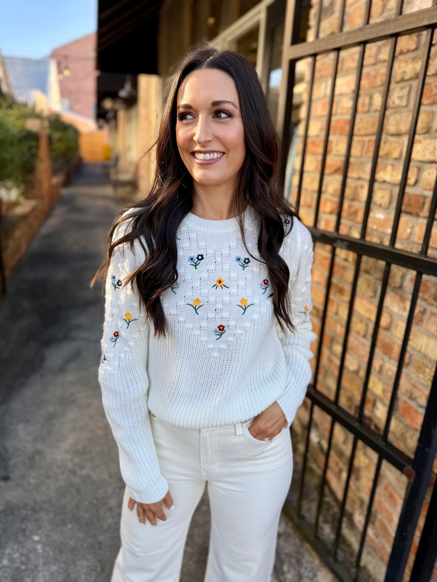 Bettie Embroidered Sweater- Ivory