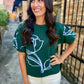 Floral Montif Sweater Top- Green