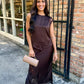 Meaux Mixed Lace Top- Brown